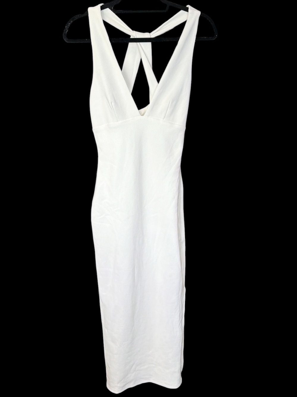 Uptown Girl White V-Neckline Midi Dress Small 4 - Picture 6 of 9
